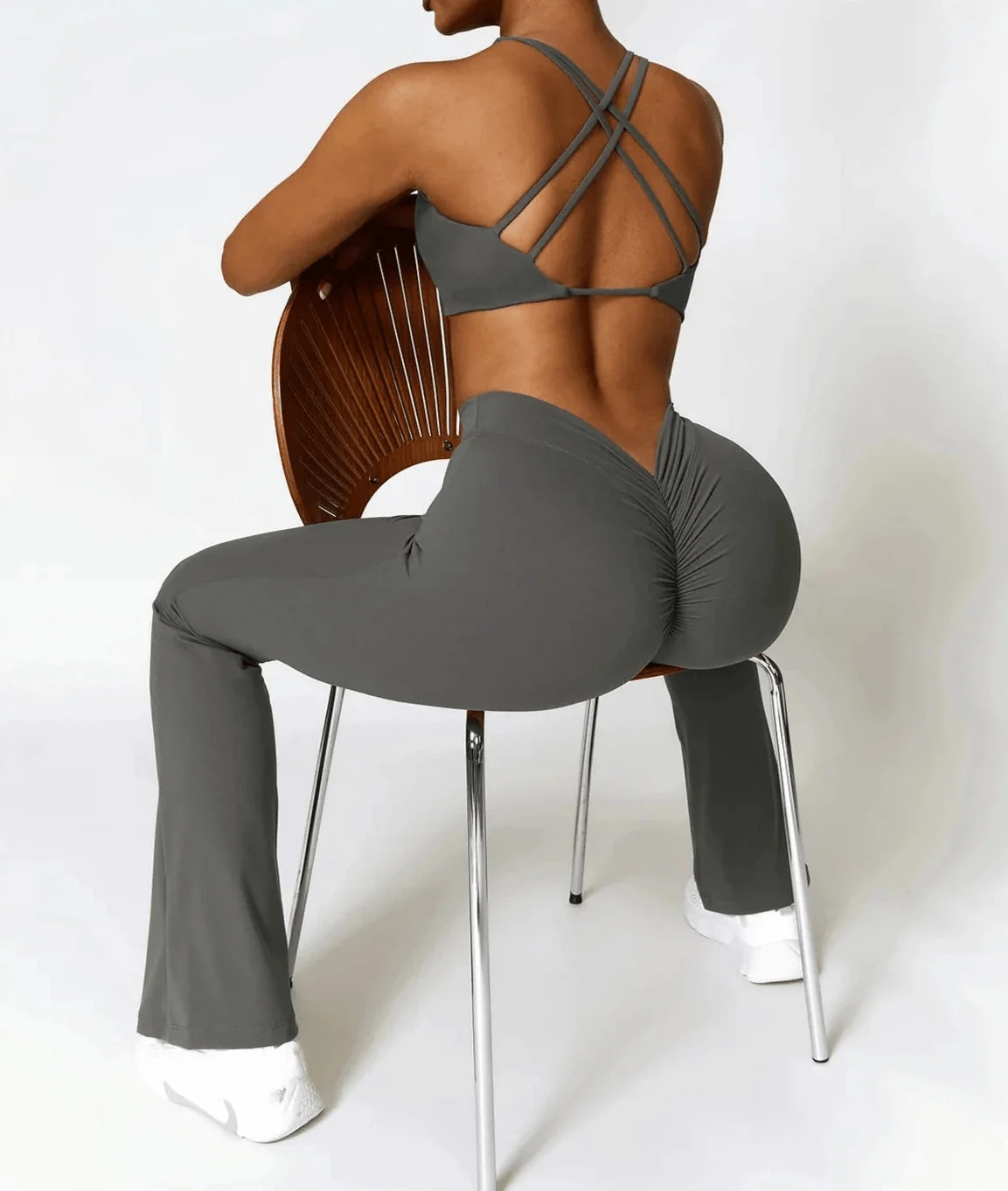 Gray Flare Leggings for Women - High Waist Squat-Proof Yoga & Fitness Apparel