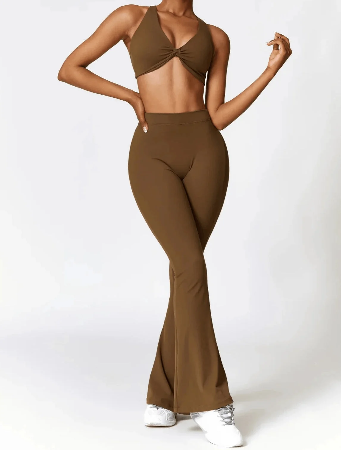 Gray Flare Leggings for Women - High Waist Squat-Proof Yoga & Fitness Apparel