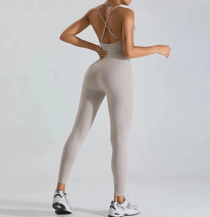 Glisten Crossback Bra Jumpsuit - Breathable Nylon Spandex Blend