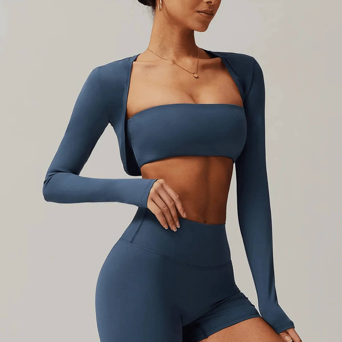 Comfy Brushed Shawl Long Sleeve Bra Top