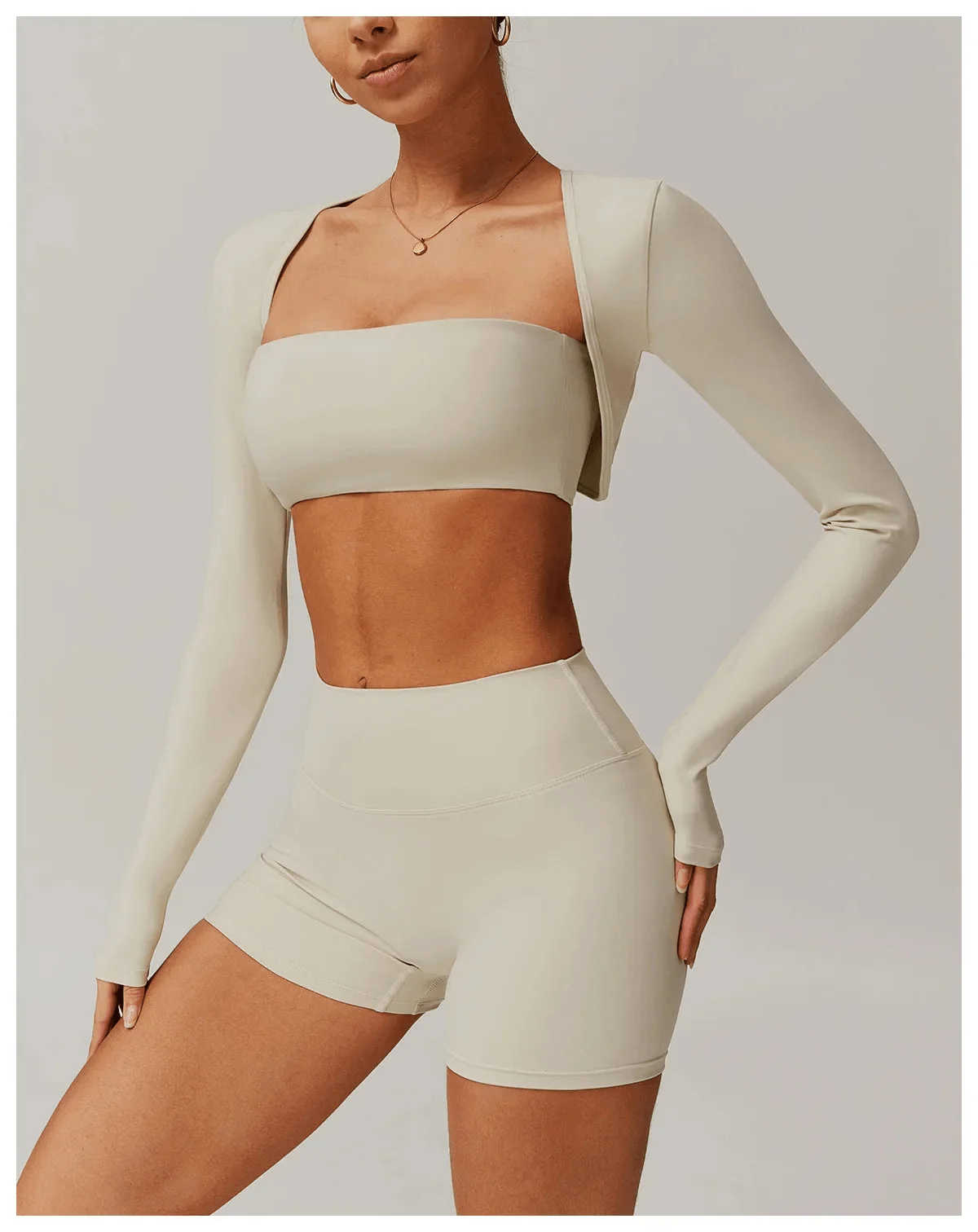 Comfy Brushed Shawl Long Sleeve Bra Top