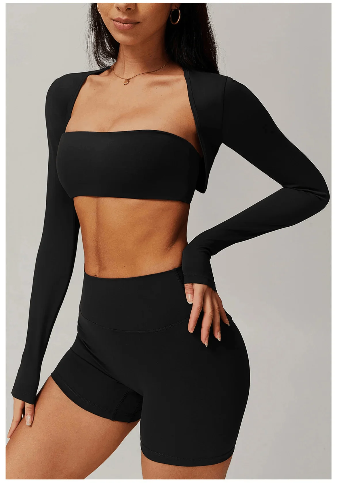 Comfy Brushed Shawl Long Sleeve Bra Top