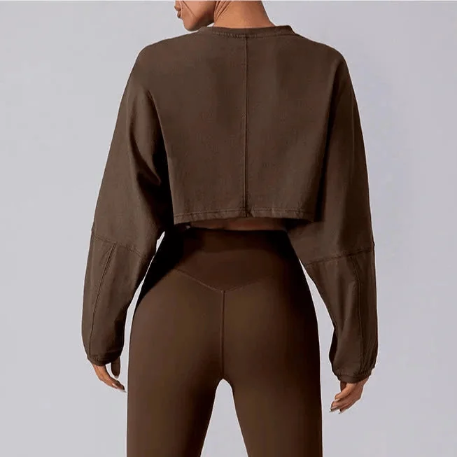 Womens Chase Crop Top Long Sleeve - Fitness Workout Top