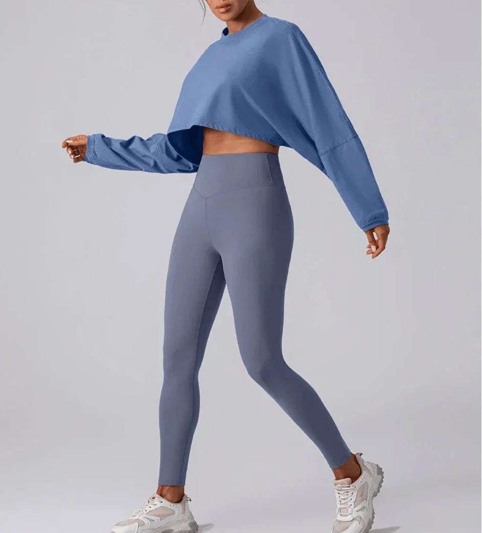 Womens Chase Crop Top Long Sleeve - Fitness Workout Top