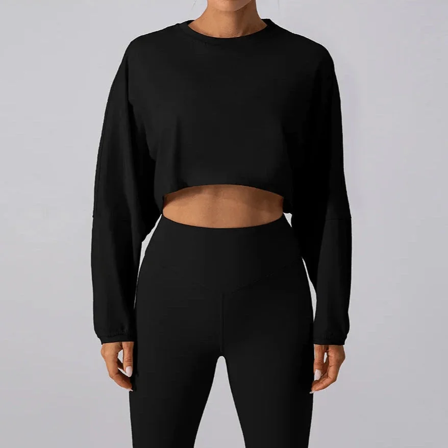 Womens Chase Crop Top Long Sleeve - Fitness Workout Top