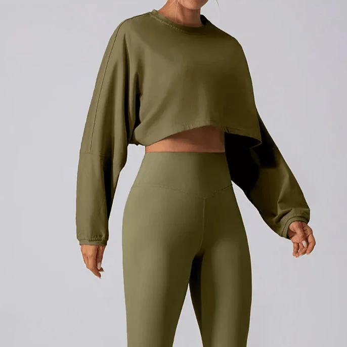 Womens Chase Crop Top Long Sleeve - Fitness Workout Top