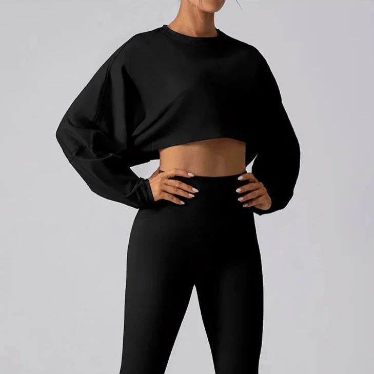 Womens Chase Crop Top Long Sleeve - Fitness Workout Top