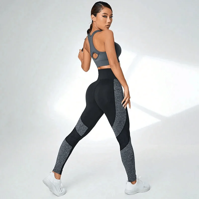 Black High Waist Mesh Leggings - Womens Athletic Wear
