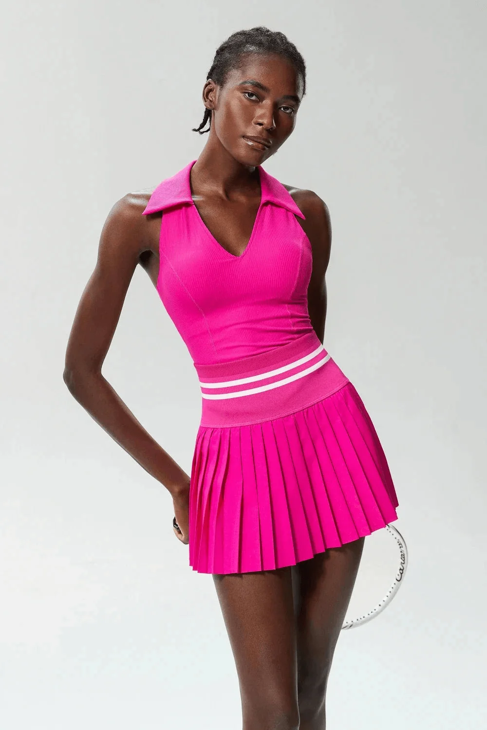 ComfortFit V-Neck Athletic Set - Tennis Skirt and Top