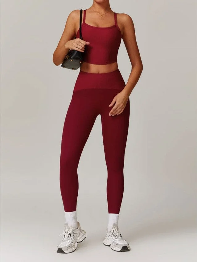 Ultimate Gym Outfit Set - Sky Blue Cherry Red Black White Gray Coffee