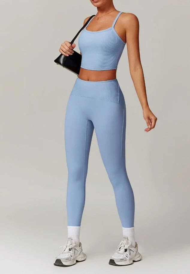 Ultimate Gym Outfit Set - Sky Blue Cherry Red Black White Gray Coffee