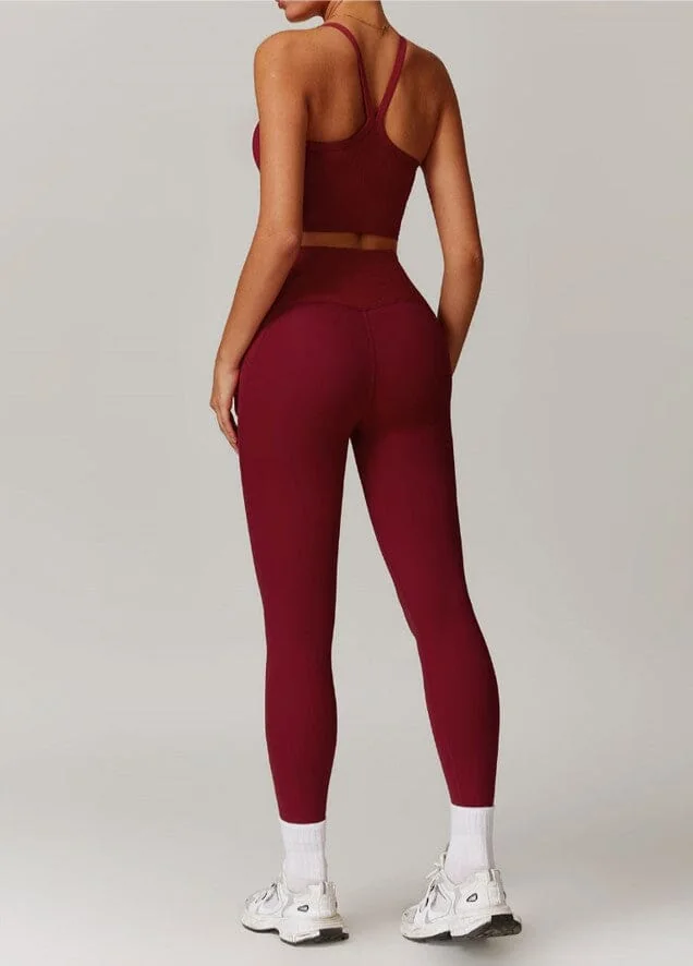 Ultimate Gym Outfit Set - Sky Blue Cherry Red Black White Gray Coffee