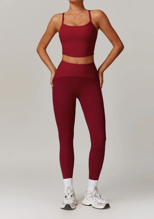 Ultimate Gym Outfit Set - Sky Blue Cherry Red Black White Gray Coffee