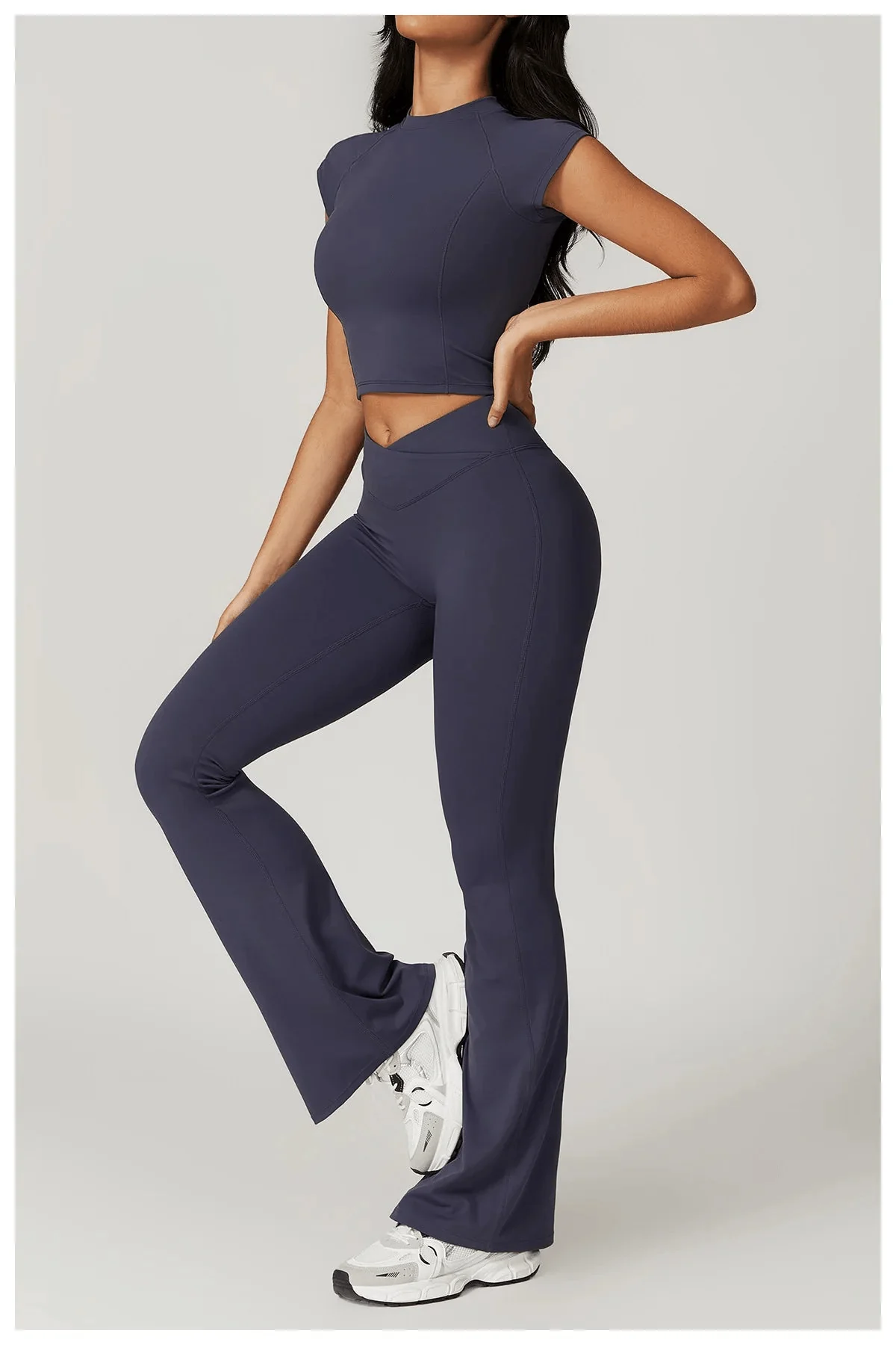 Flared Gym Shirt & Leggings Set - Comfortable Workout Wear