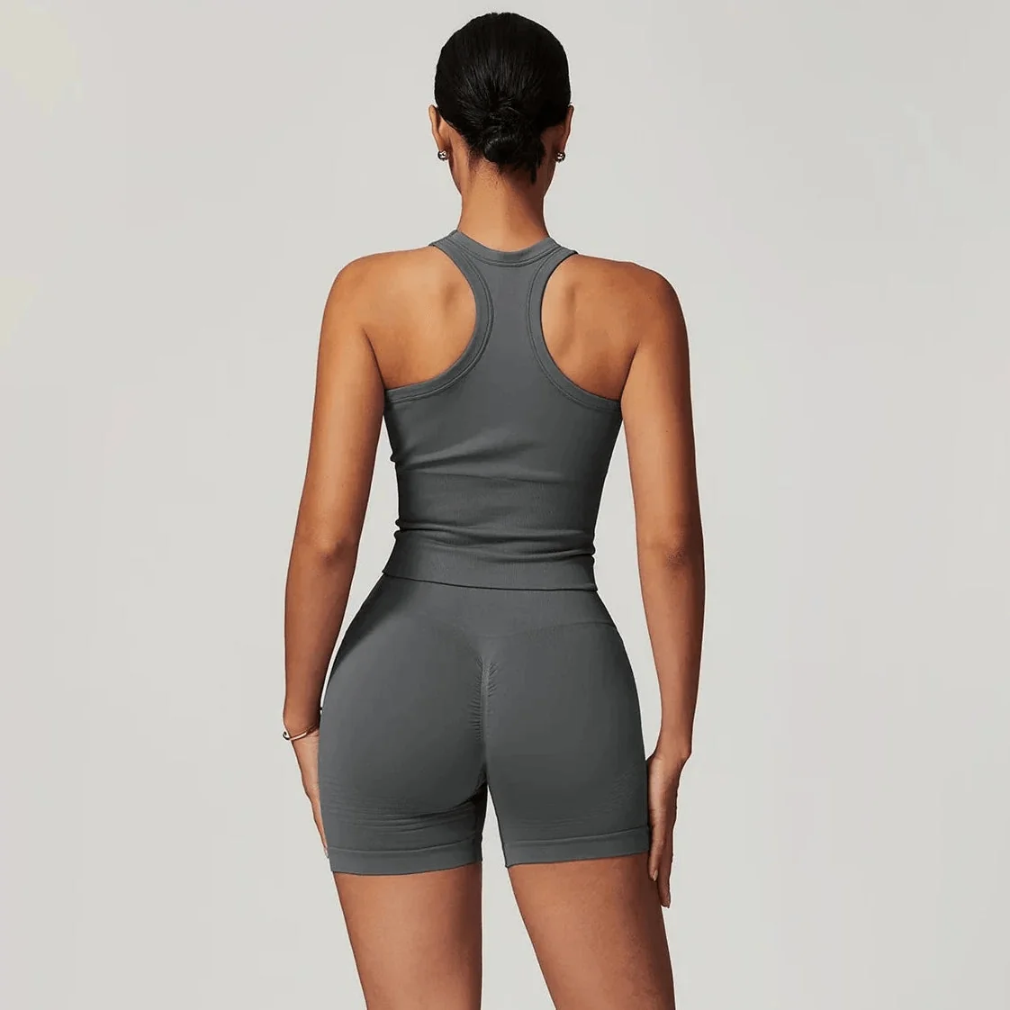 Seamless Racerback Gym Shorts Set for Women - Active Wear