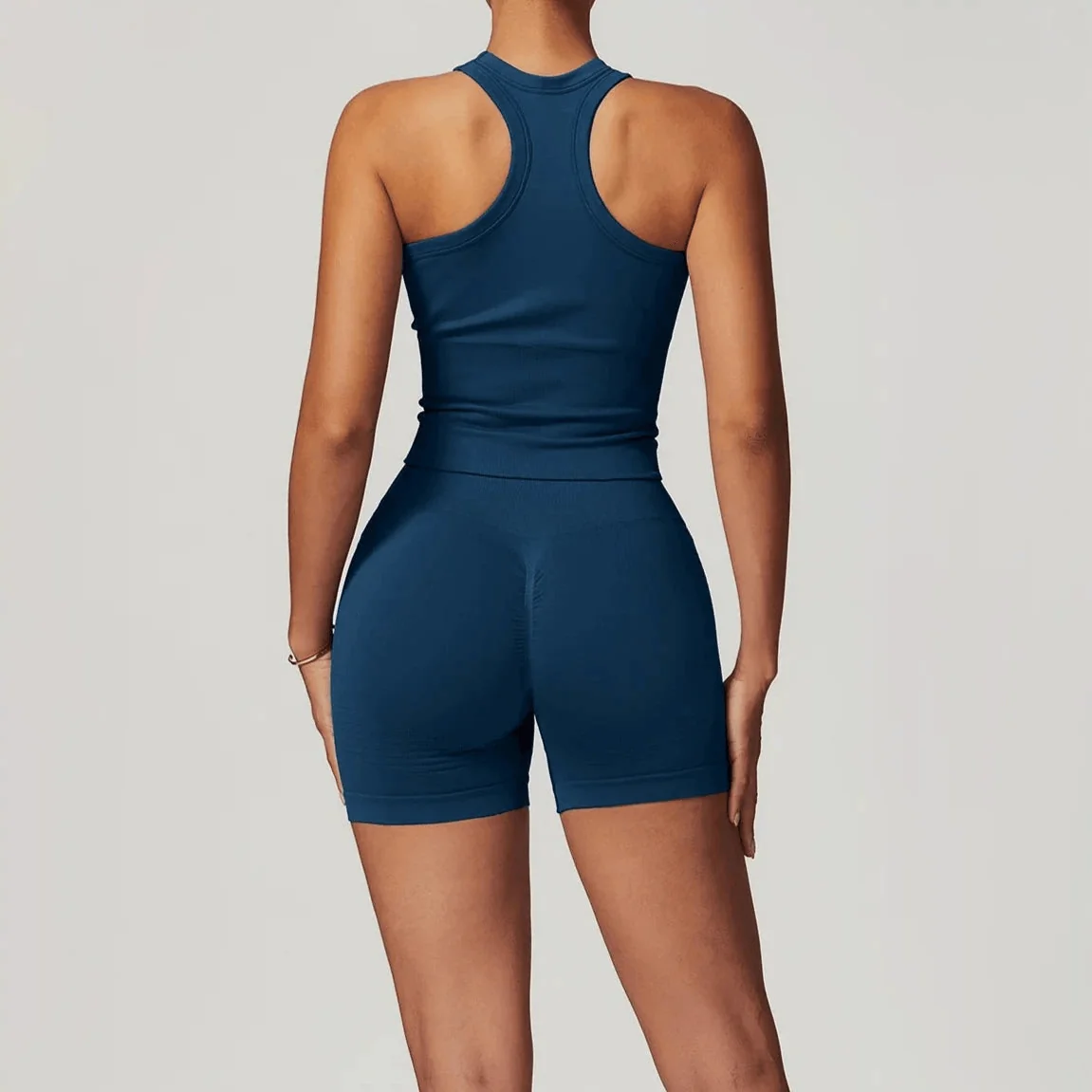 Seamless Racerback Gym Shorts Set for Women - Active Wear