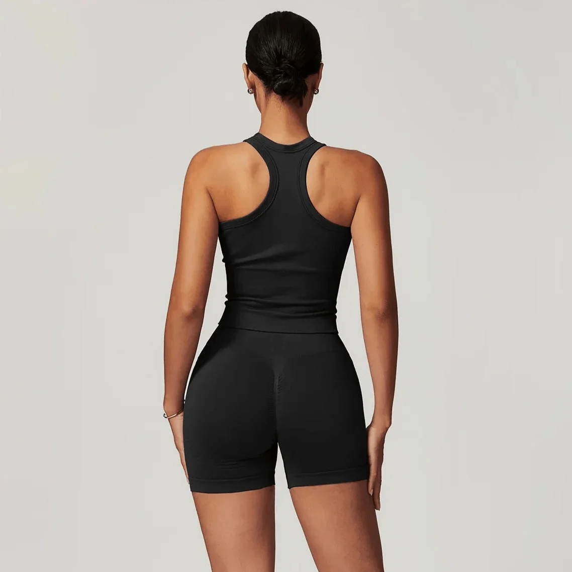 Seamless Racerback Gym Shorts Set for Women - Active Wear