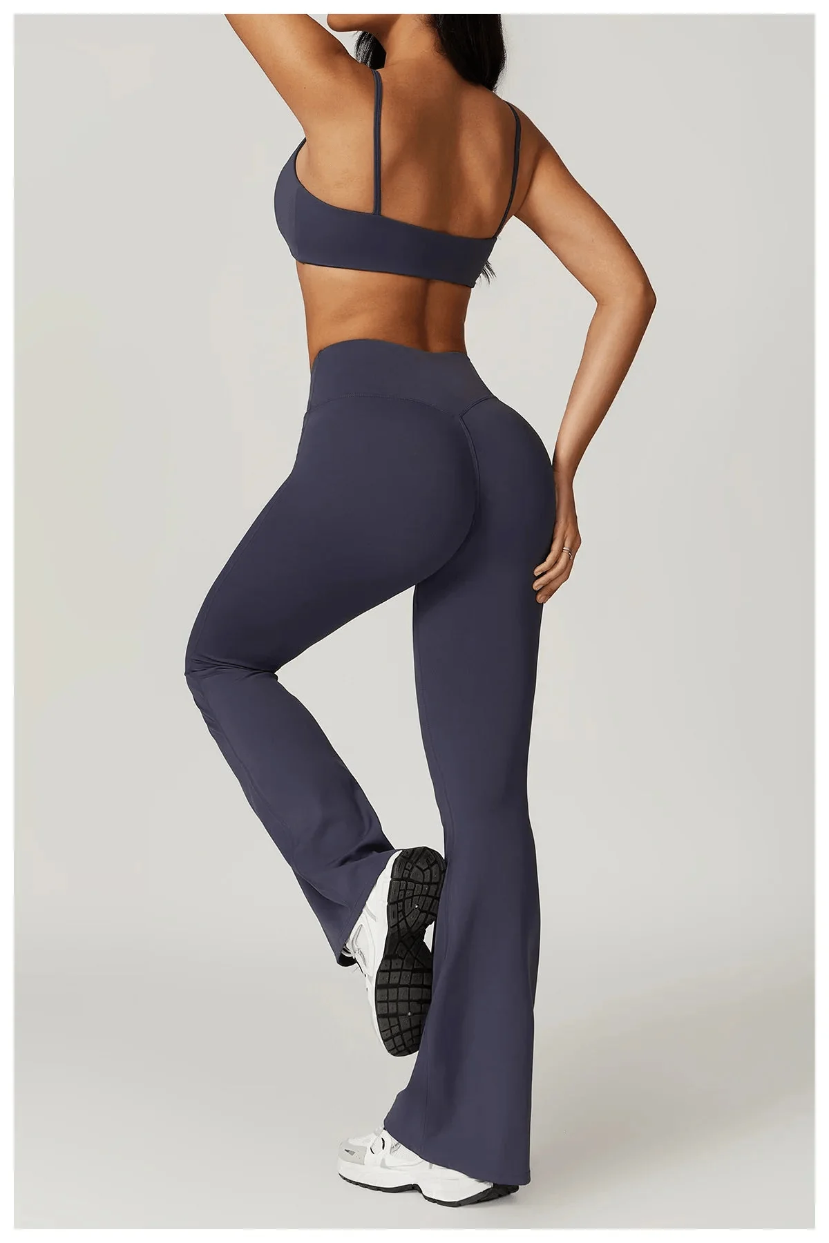 Flared Gym Shirt Set - Leggings with Bra