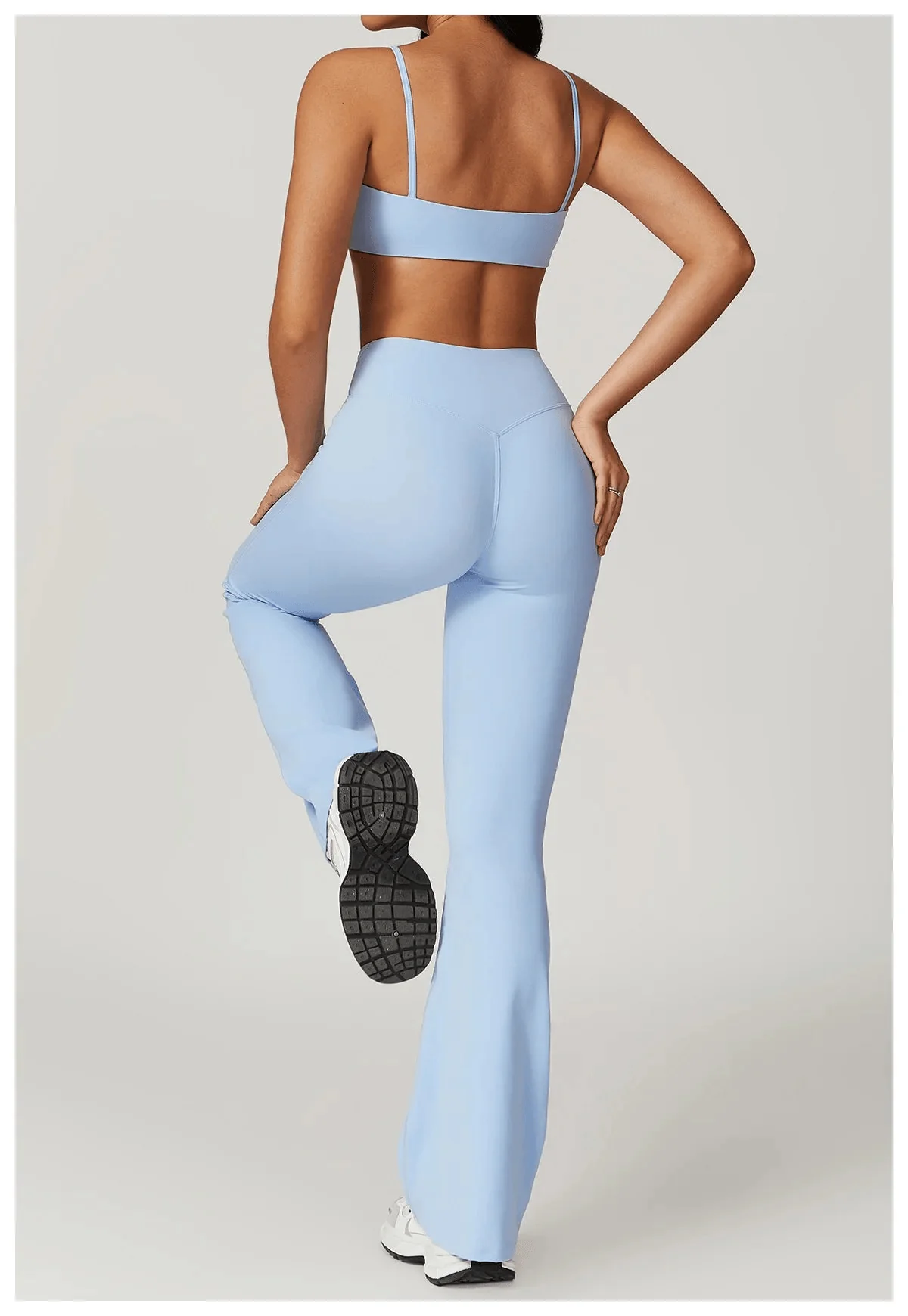 Flared Gym Shirt Set - Leggings with Bra