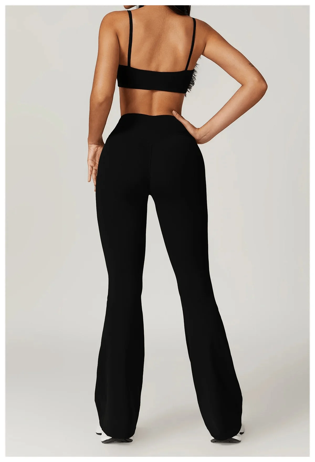 Flared Gym Shirt Set - Leggings with Bra