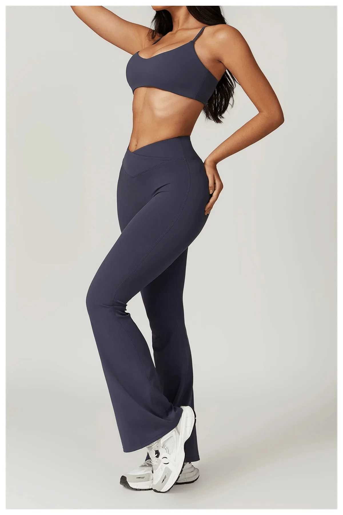 Flared Gym Shirt Set - Leggings with Bra