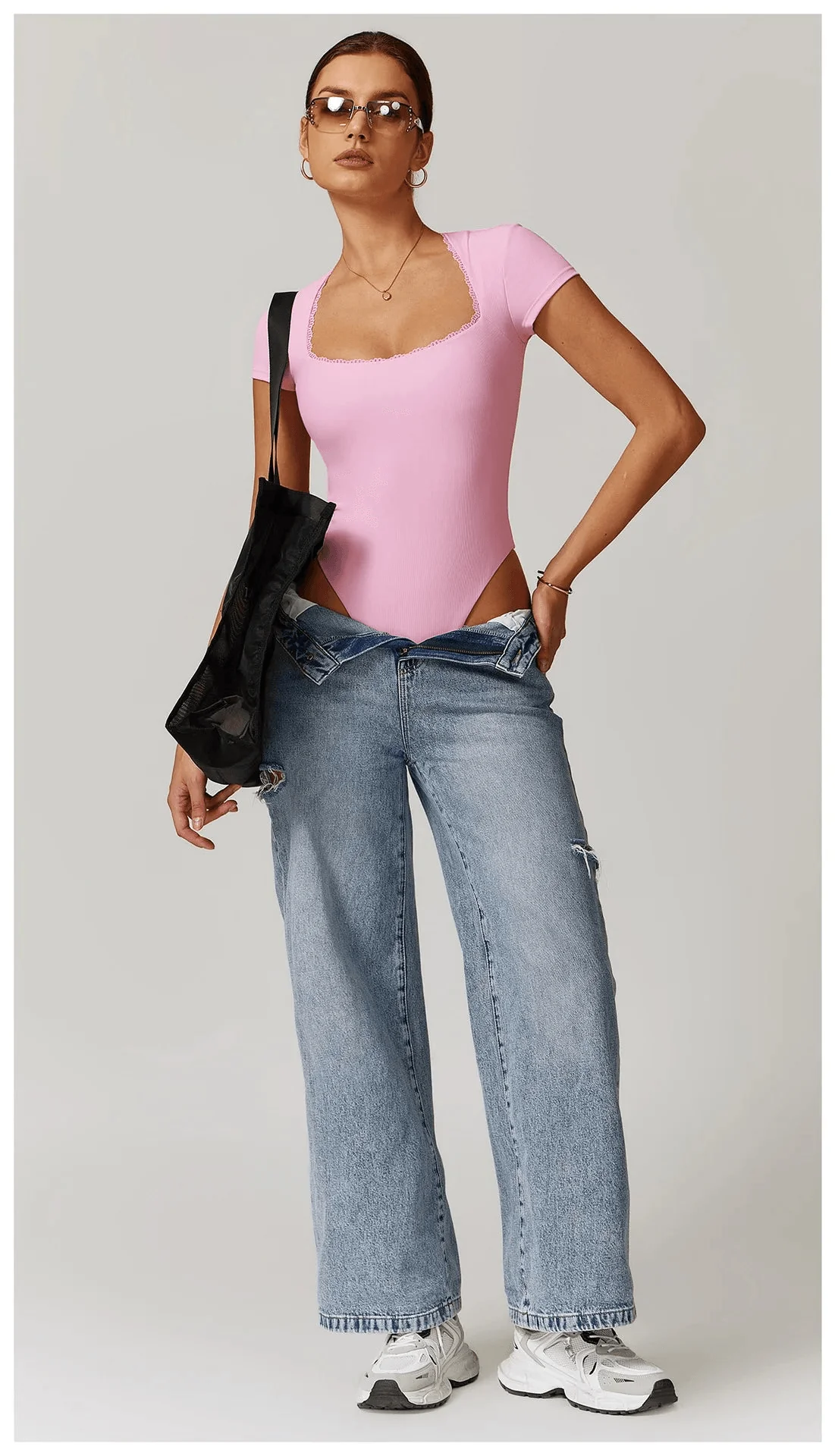 Comfort Fit Triangle Jumpsuit for Yoga & Gym - Black/White/Blue/Linen/Pink