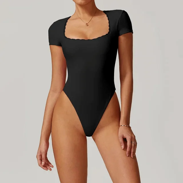 Comfort Fit Triangle Jumpsuit for Yoga & Gym - Black/White/Blue/Linen/Pink