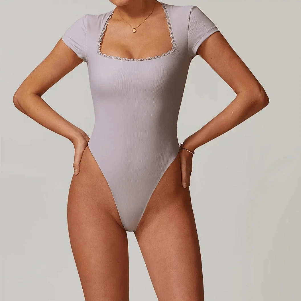 Comfort Fit Triangle Jumpsuit for Yoga & Gym - Black/White/Blue/Linen/Pink