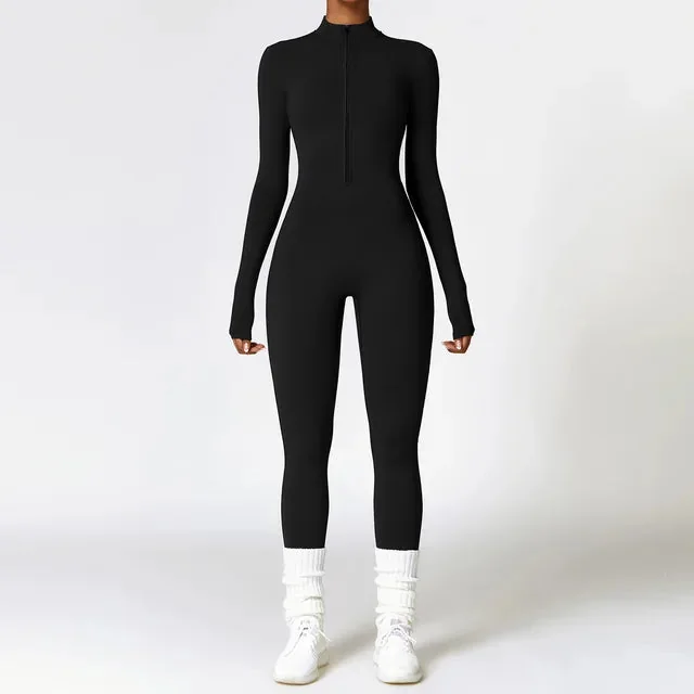 Comfortable Long Sleeve Sports Jumpsuit for Women - Breathable & Quick Dry