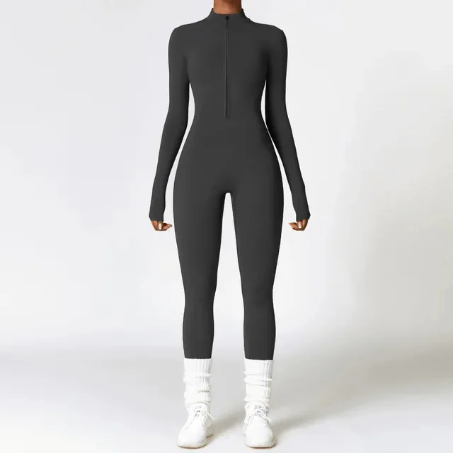 Comfortable Long Sleeve Sports Jumpsuit for Women - Breathable & Quick Dry