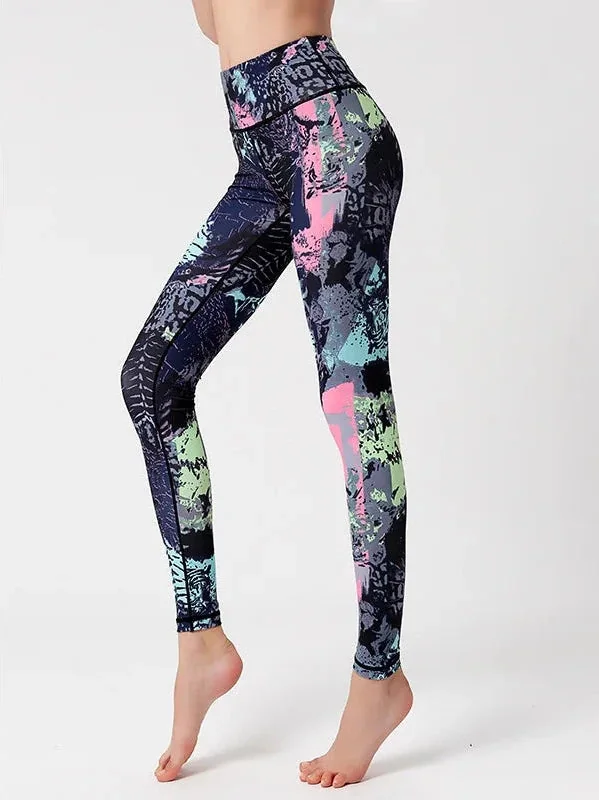 Floral Whirl Seamless Fitness Leggings - Womens Workout Pants