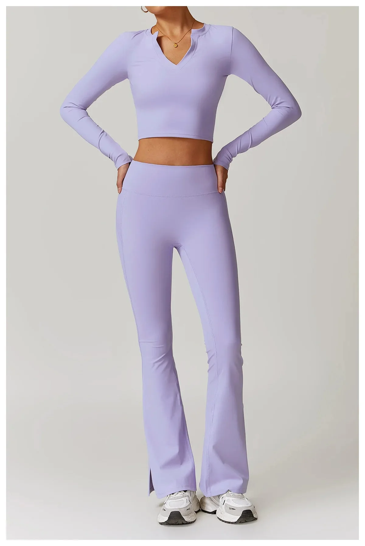 Womens Seamless Long Sleeve Workout Set