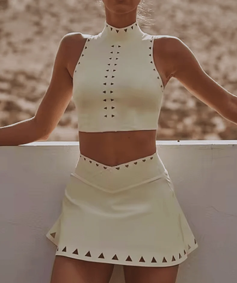 Womens Tennis Fitness Set - Sports Skirt and Bra Combo