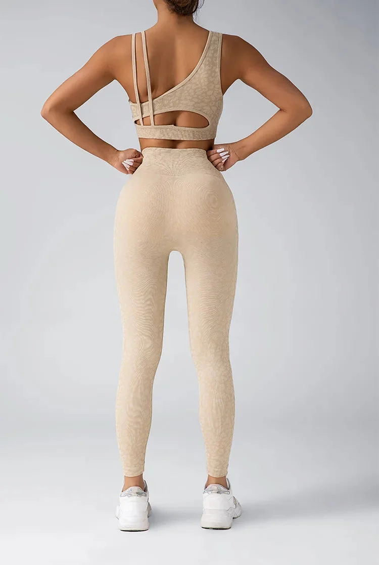 Leopard Print Seamless Gym Bra Set