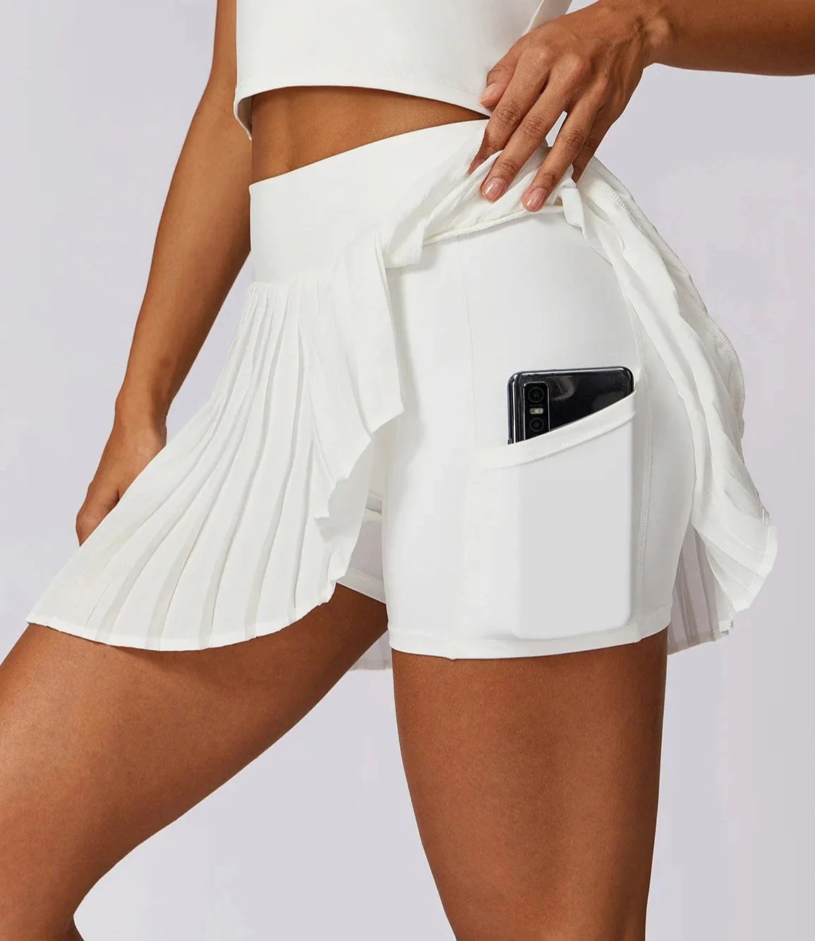 Pleated Tennis Skirt with Breathable Nylon-Spandex Blend