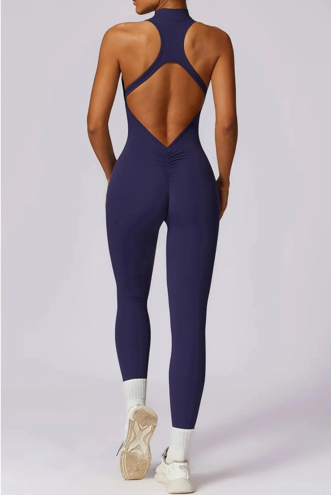 Enchantress Zipper Racerback Jumpsuit in Eclipse Blue XL