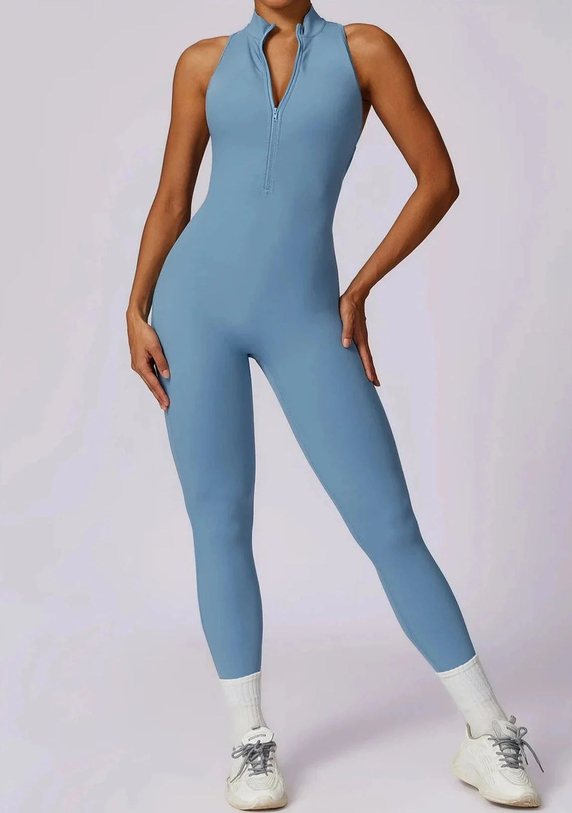 Enchantress Zipper Racerback Jumpsuit in Eclipse Blue XL