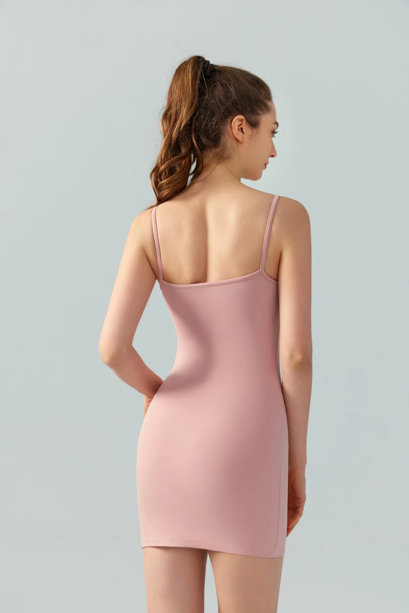 Elastic Mini Dress with Padded Comfort | Black/Beige Khaki/Clay Pink