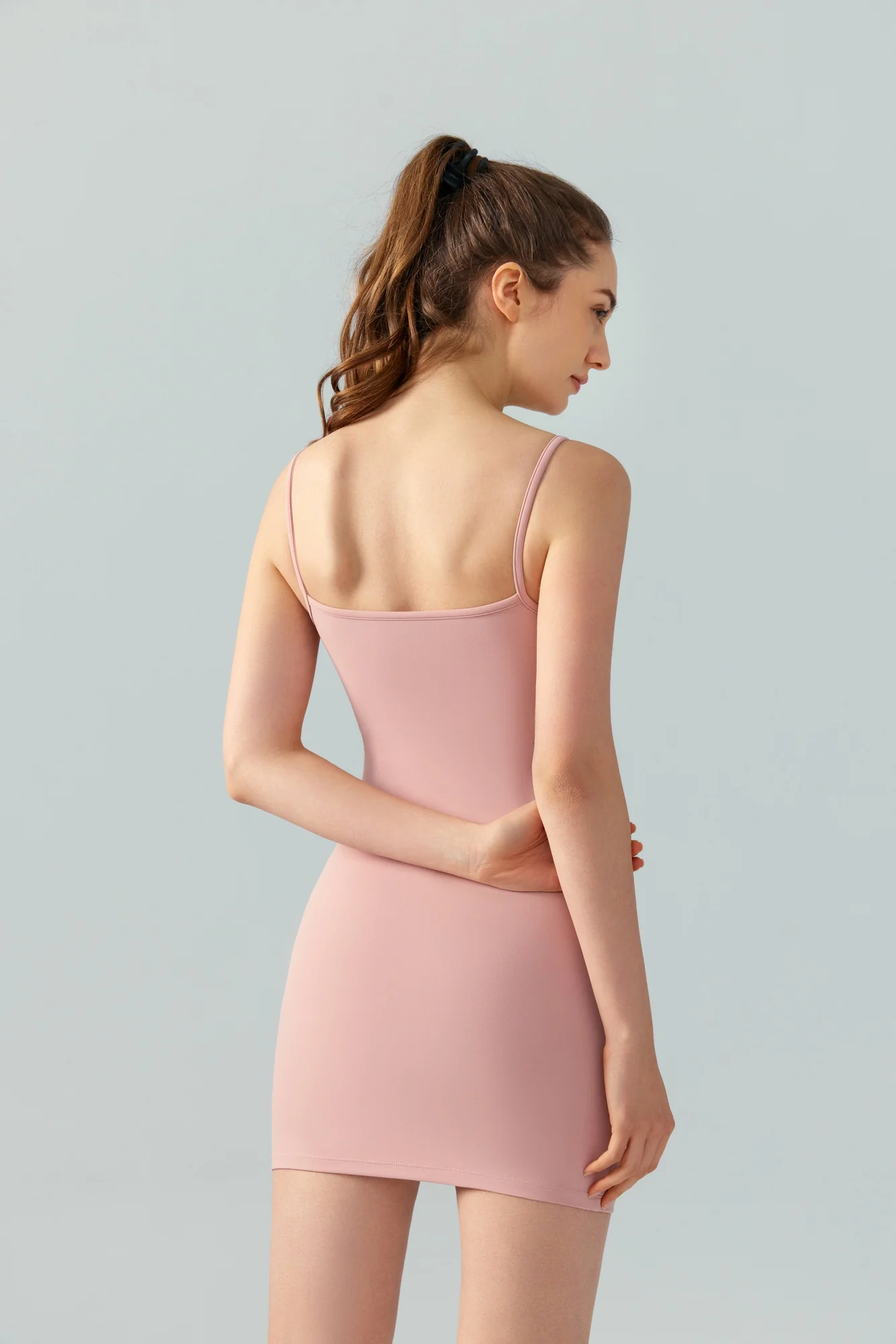 Elastic Mini Dress with Padded Comfort | Black/Beige Khaki/Clay Pink