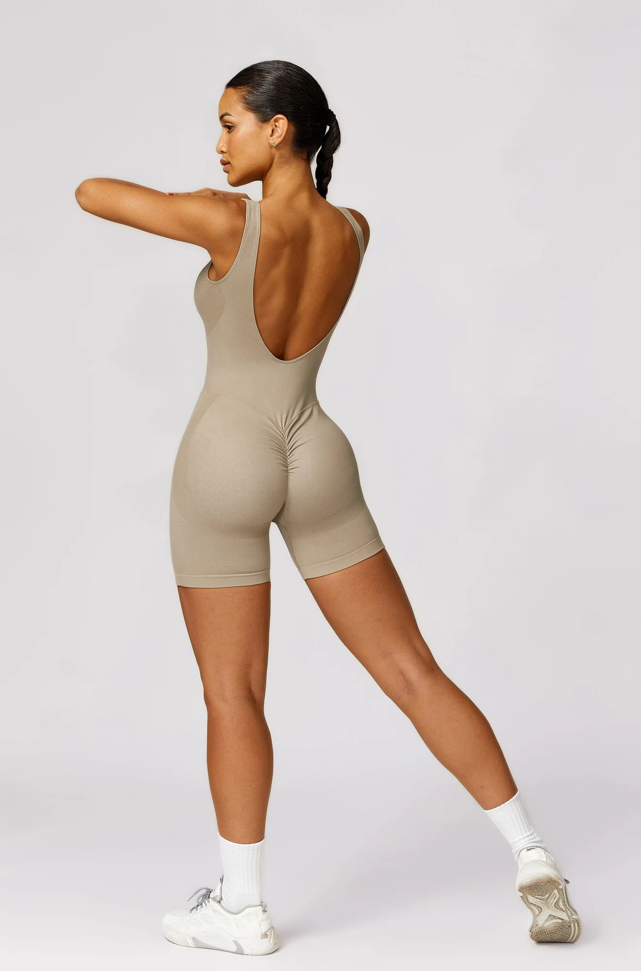 Seamless Backless Fitness Jumpsuit for Women - Breathable Quick Dry Material