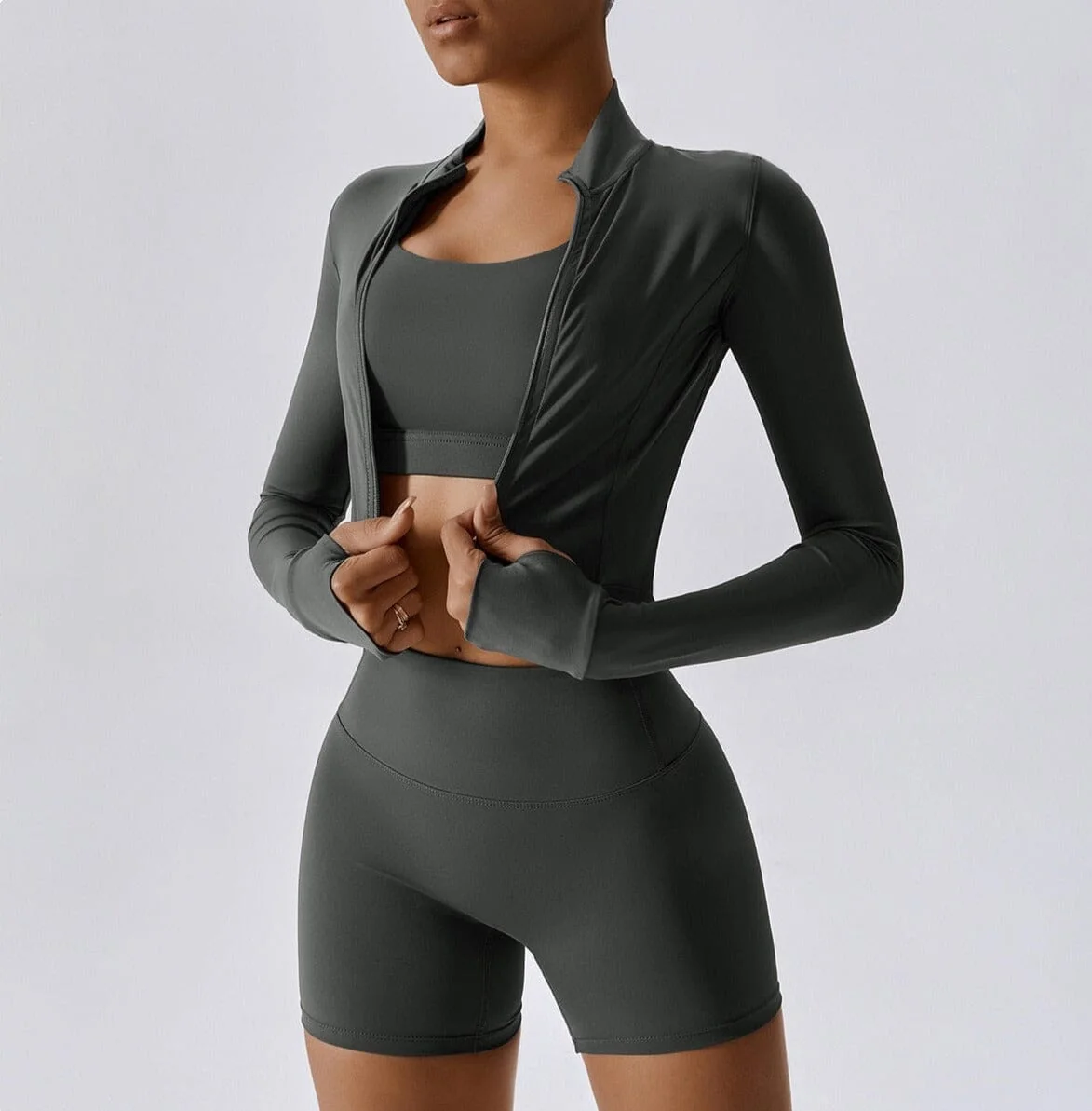 Womens Active Wear Jacket Set - Power Scrunch Trio