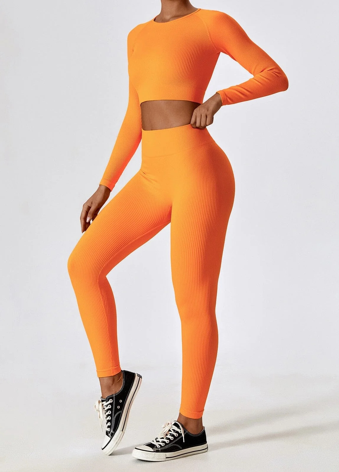 Seamless Leggings and Top Set - Fitness Shirt Combo