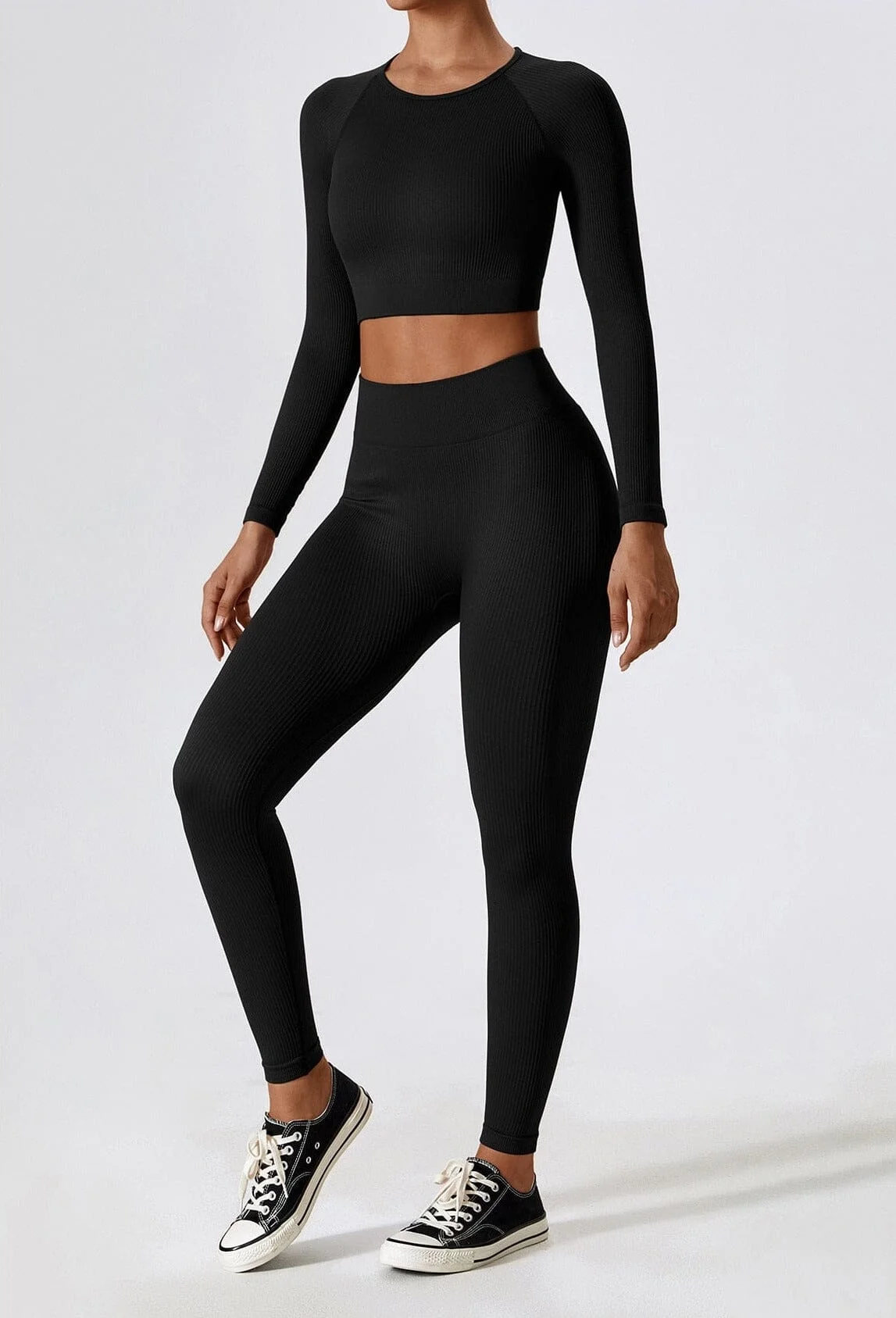 Seamless Leggings and Top Set - Fitness Shirt Combo
