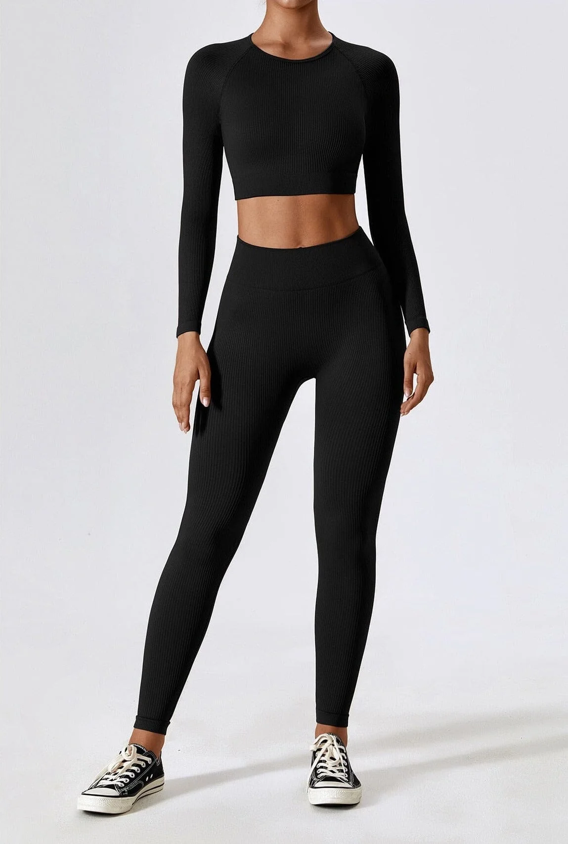 Seamless Leggings and Top Set - Fitness Shirt Combo