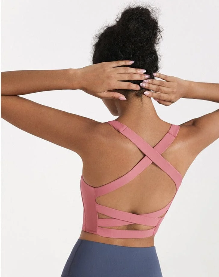 Cross-back Brocade Sports Bra - Comfortable & Stylish