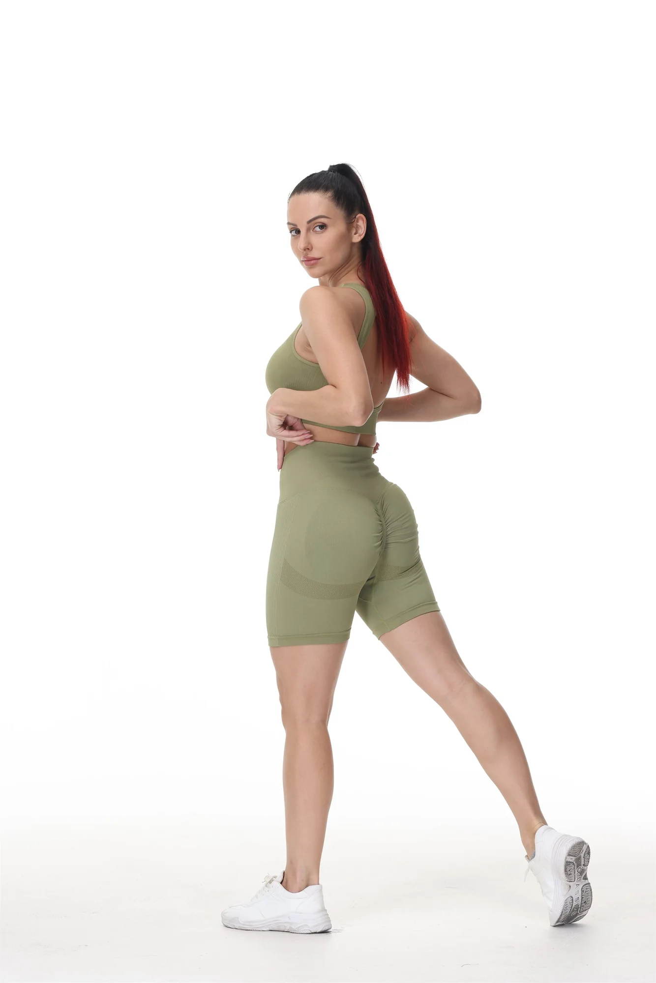 Womens Running Sport Bra Shorts and Top Set