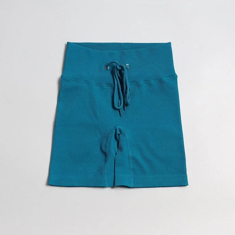 High Waist Teal Shorts for Women - Workout and Yoga Wear