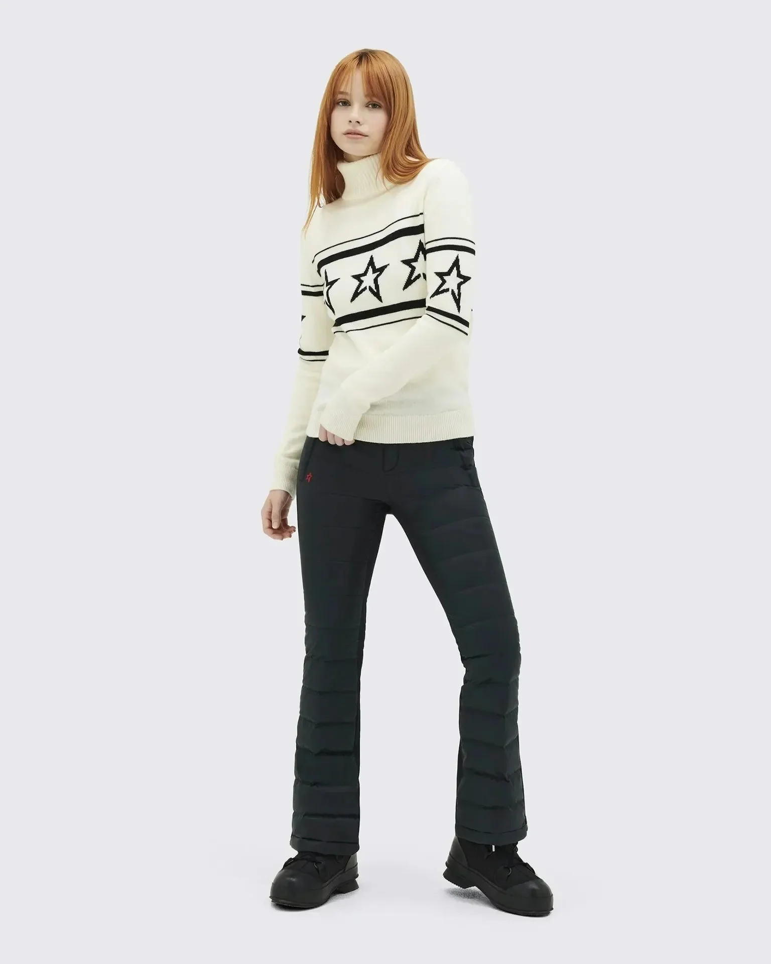 Star Knit High-Neck Jacket in Black and White
