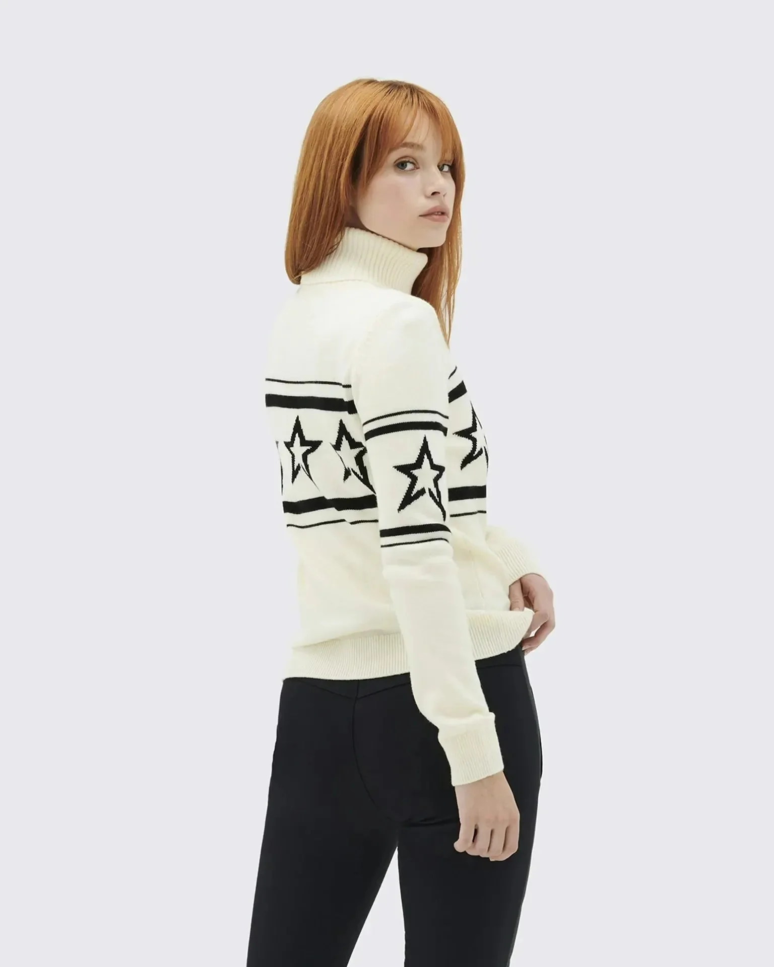 Star Knit High-Neck Jacket in Black and White