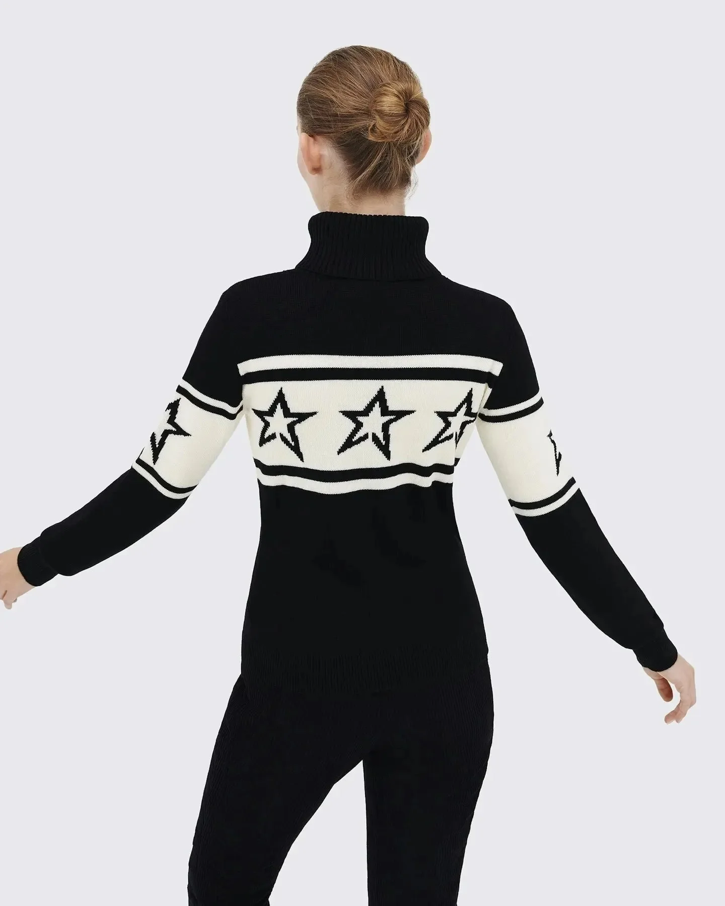 Star Knit High-Neck Jacket in Black and White